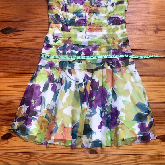 London Times Multi-Colored Tiered Dress and Talbots Green Cardigan, EUC, 10/L - Picture 7 of 16